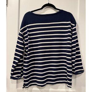 Old Navy Long Sleeve Top Shirt Navy Blue and White Stripe - women's size large